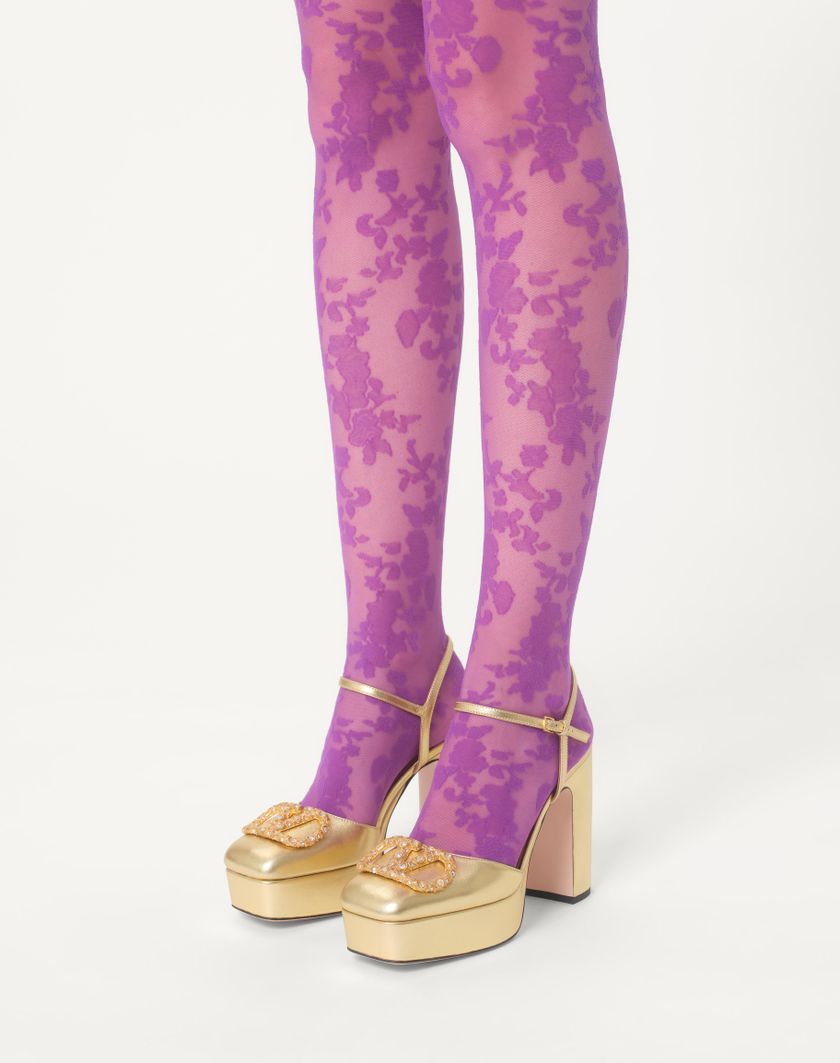 Valentino Handbags Décolleté Con Plateau Vlogo Signature In Nappa Laminata 115mm per Donna in Antique Brass/crystal | Valentino IT Hotsell