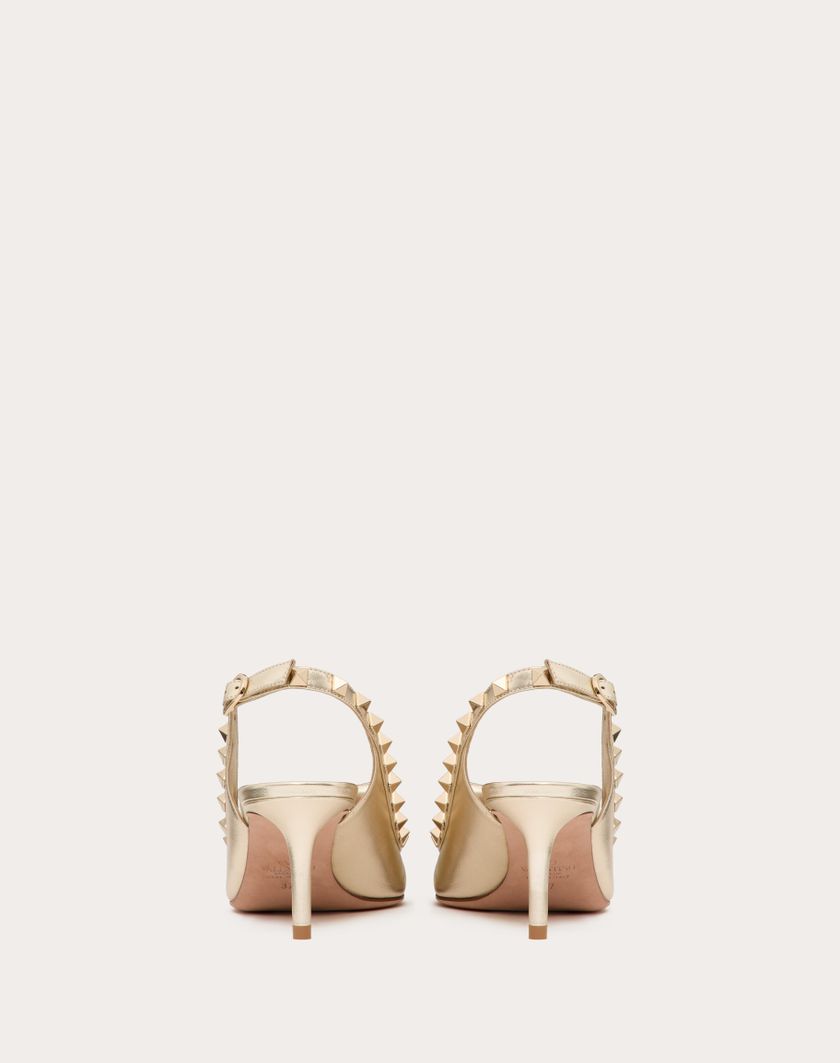 Valentino Handbags Décolleté Slingback Rockstud Bow In Nappa Laminata E Borchie In Tono 60mm per Donna in Platino | Valentino IT Vendita Calda