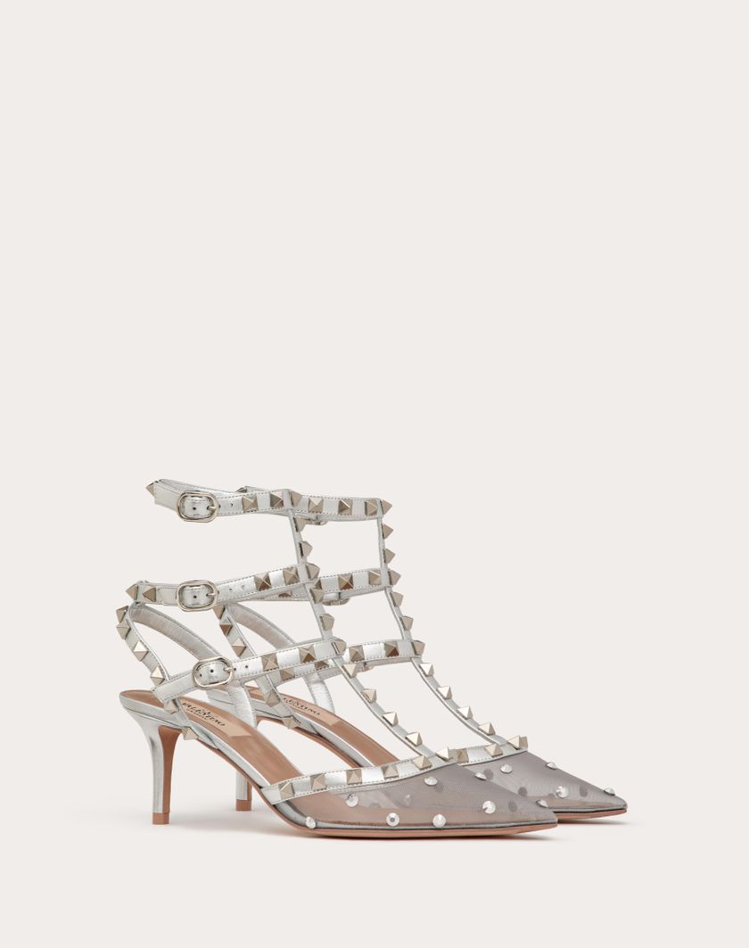Valentino Handbags Décolleté Rockstud In Rete Con Cristalli E Cinturini 65mm per Donna in Pastel Grey/silver | Valentino IT I Più Venduti
