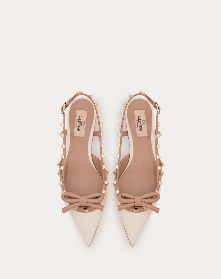 Valentino Handbags Ballerina Slingback Rockstud Bow In Vernice per Donna in Rose Cannelle | Valentino IT In Saldo