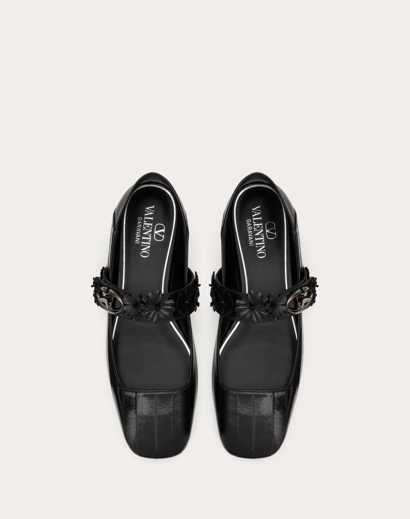 Valentino Handbags Ballerina Mary-jane Vlogo Locker In Anguilla Con Applicazione Di Fiori per Donna in Nero | Valentino IT Comprare a buon mercato