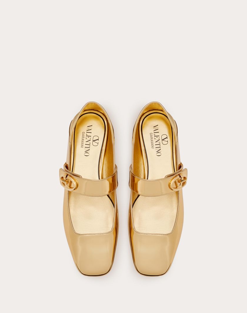 Valentino Handbags Ballerina Mary-jane Vlogo Locker In Vitello Specchio per Donna in Oro | Valentino IT Grande vendita