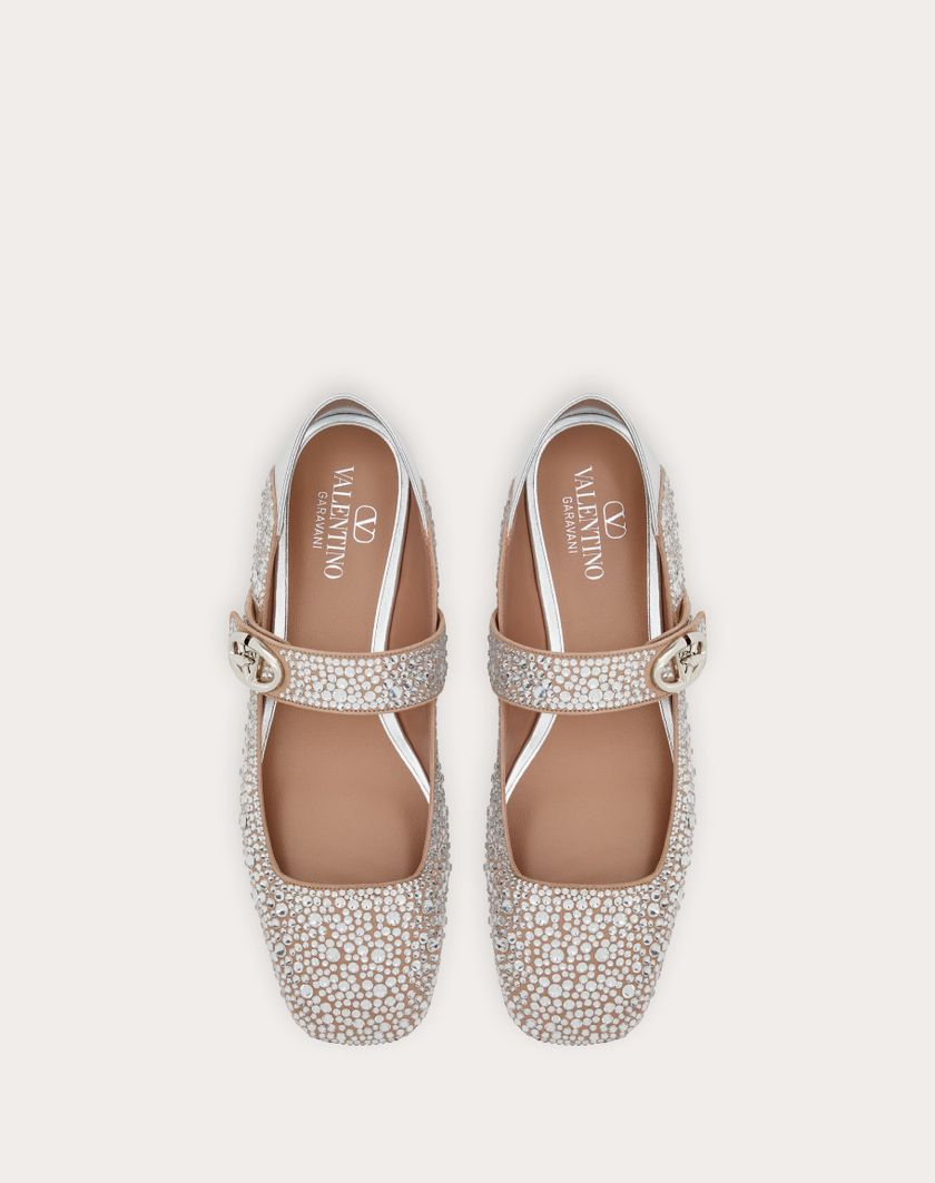 Valentino Handbags Ballerina Mary-jane Vlogo Locker Con Cristalli per Donna in Crystal/silver | Valentino IT Flash Sale