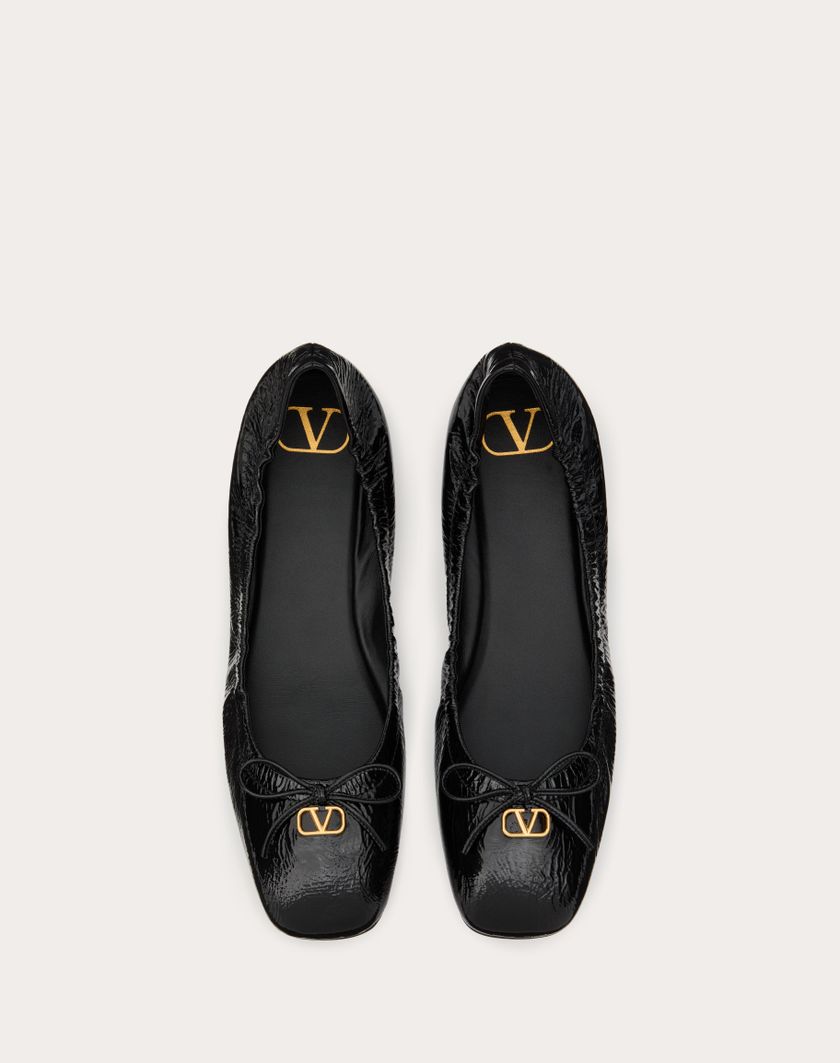 Valentino Handbags Ballerina Vlogo Signature In Vernice per Donna in Nero | Valentino IT Fornitura limitata