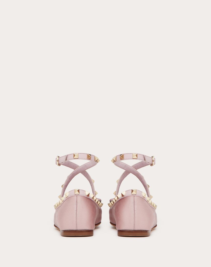 Valentino Handbags Ballerina Rockstud In Raso per Donna in Rose Cannelle | Valentino IT Offerta natalizia