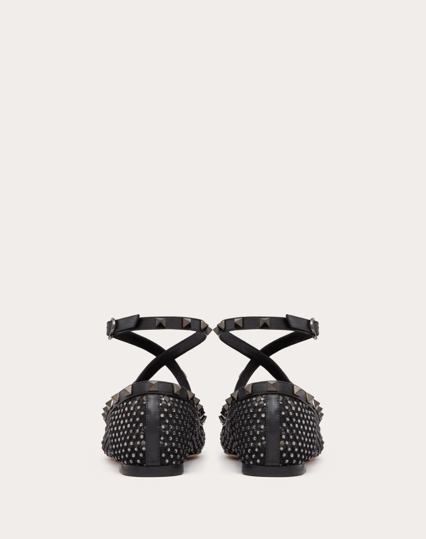 Valentino Handbags Ballerina Rockstud In Rete Con Cristalli E Borchie In Tono per Donna in Nero | Valentino IT Offerta San Valentino
