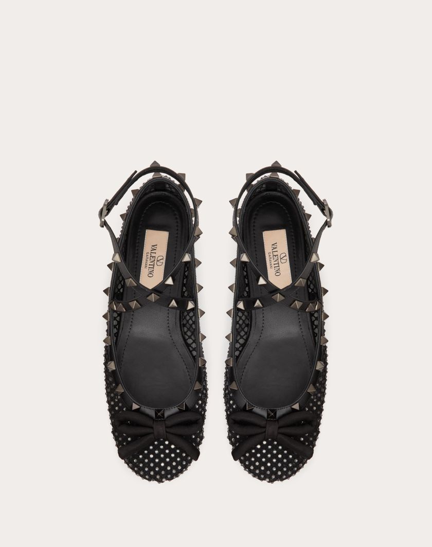 Valentino Handbags Ballerina Rockstud In Rete Con Cristalli E Borchie In Tono per Donna in Nero | Valentino IT Offerta San Valentino
