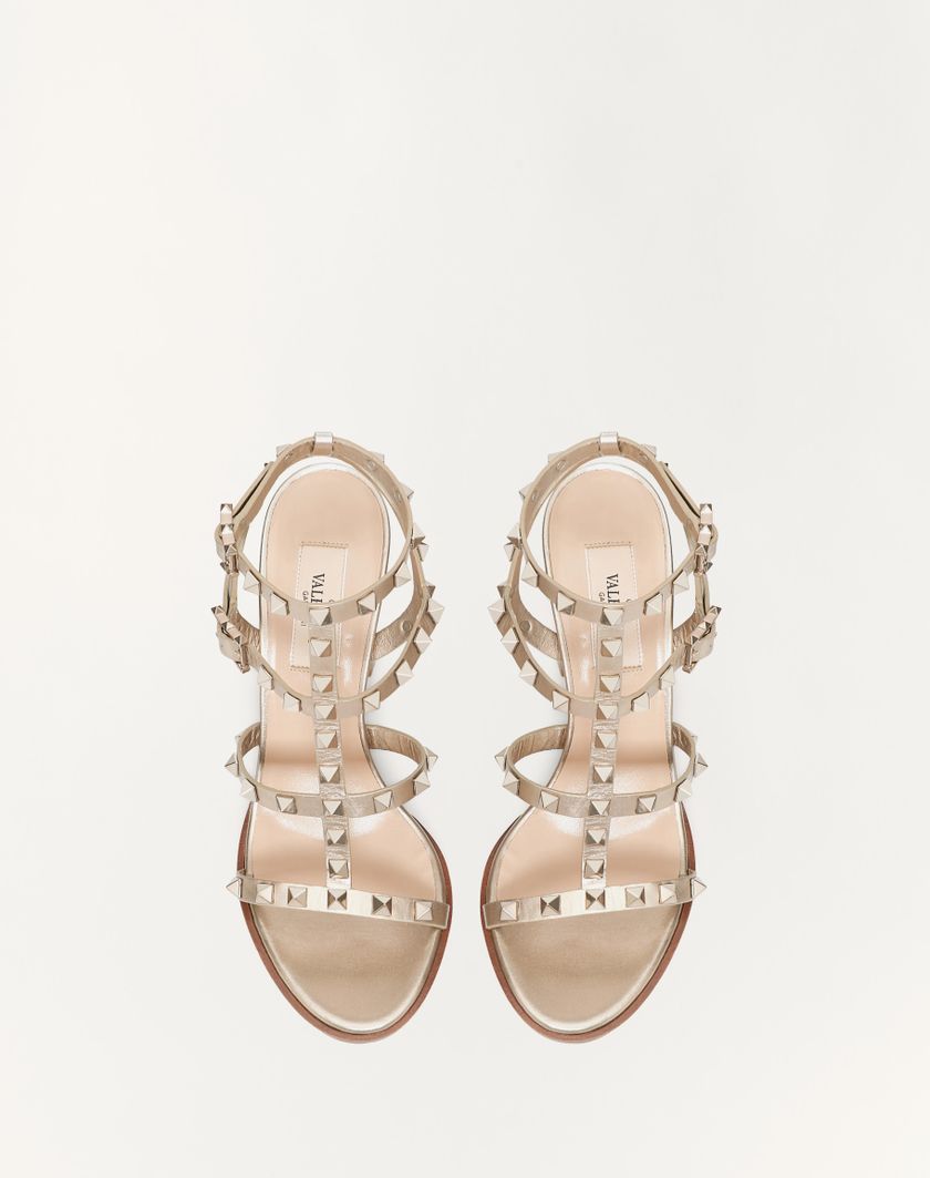 Valentino Handbags Sandalo Rockstud In Vitello Metallizzato Con Cinturini 90mm per Donna in Skin | Valentino IT Discount Store per i nuovi prodotti