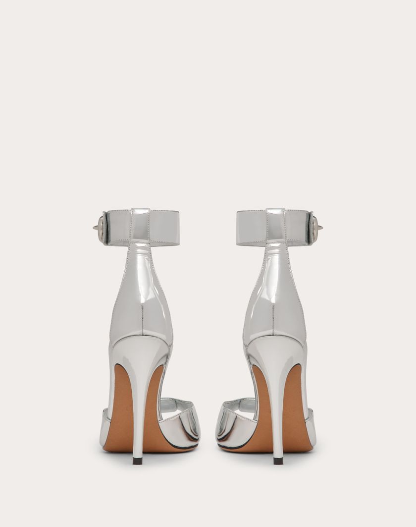 Valentino Handbags Sandalo Vlogo Locker In Vitello Specchio 105mm per Donna in Argento | Valentino IT 2025