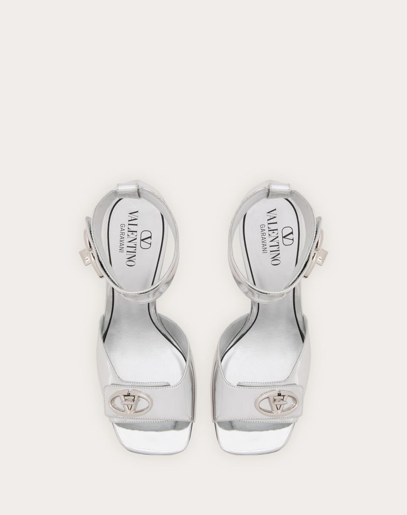 Valentino Handbags Sandalo Vlogo Locker In Vitello Specchio 105mm per Donna in Argento | Valentino IT 2025