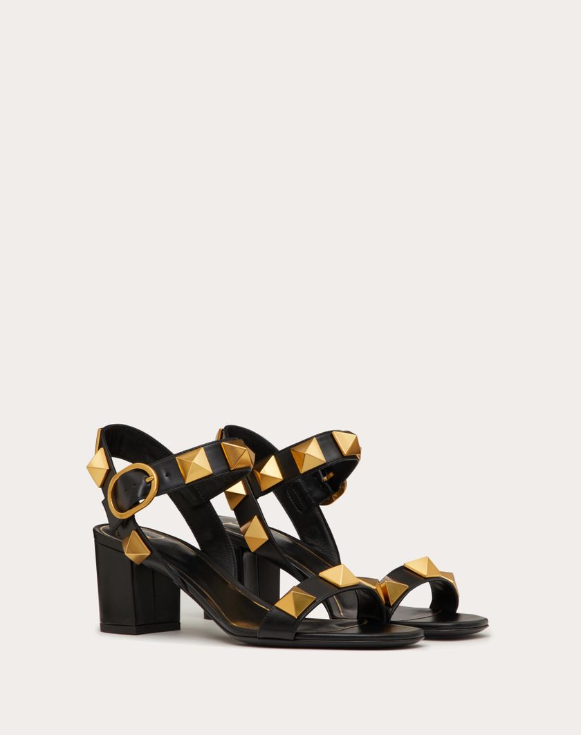 Valentino Handbags Sandalo Roman Stud In Vitello 60mm per Donna in Nero | Valentino IT Italia