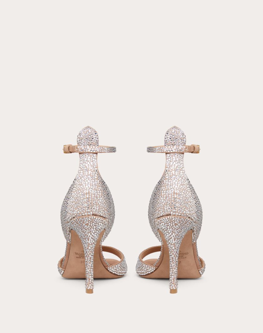 Valentino Handbags Sandalo Valentino Garavani Tan-go Con Cristalli 100mm per Donna in Crystal/rose Cannelle | Valentino IT Nuovo