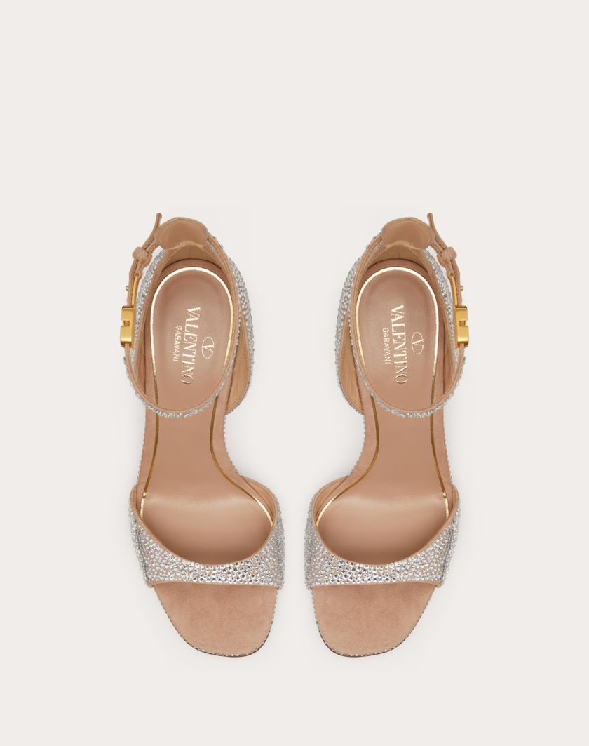 Valentino Handbags Sandalo Valentino Garavani Tan-go Con Cristalli 100mm per Donna in Crystal/rose Cannelle | Valentino IT Nuovo