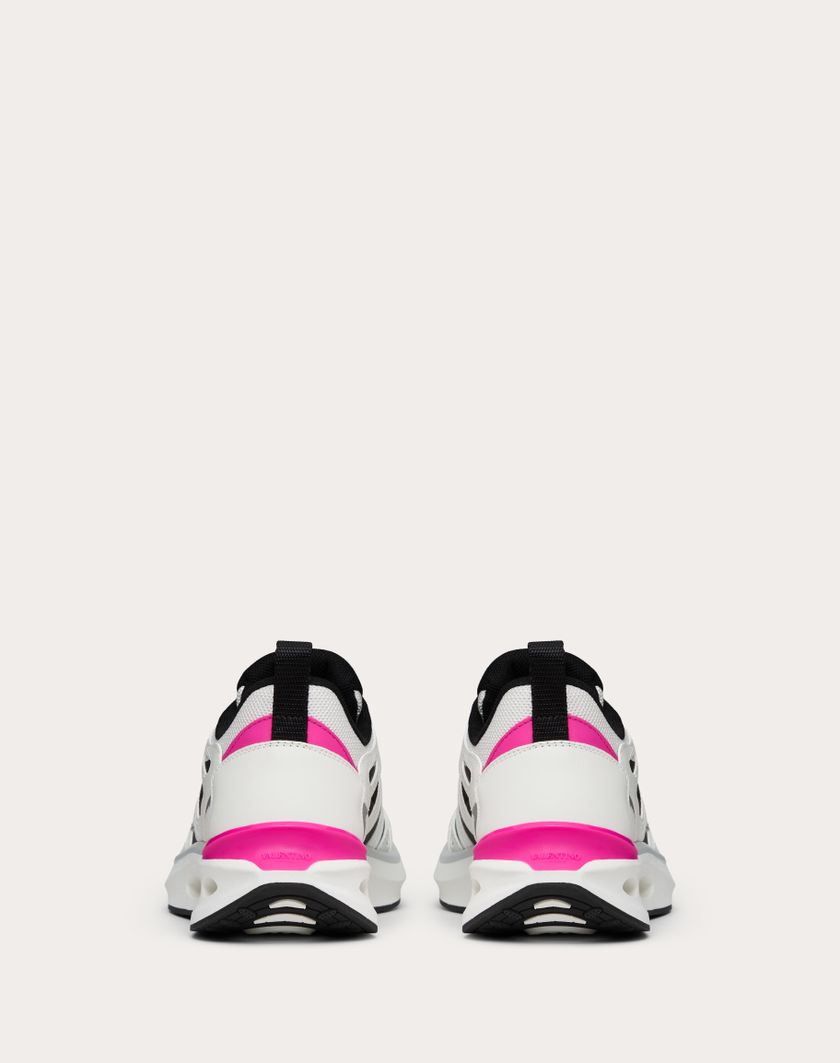 Valentino Handbags Sneaker Vlogo Easyjog In Vitello E Tessuto per Donna in Bianco/avorio/grigio | Valentino IT Qualità Garantita