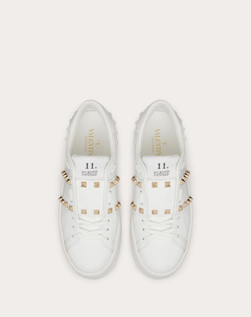 Valentino Handbags Sneaker Flatform Rockstud Untitled In Vitello per Donna in Bianco | Valentino IT Acquista Ora