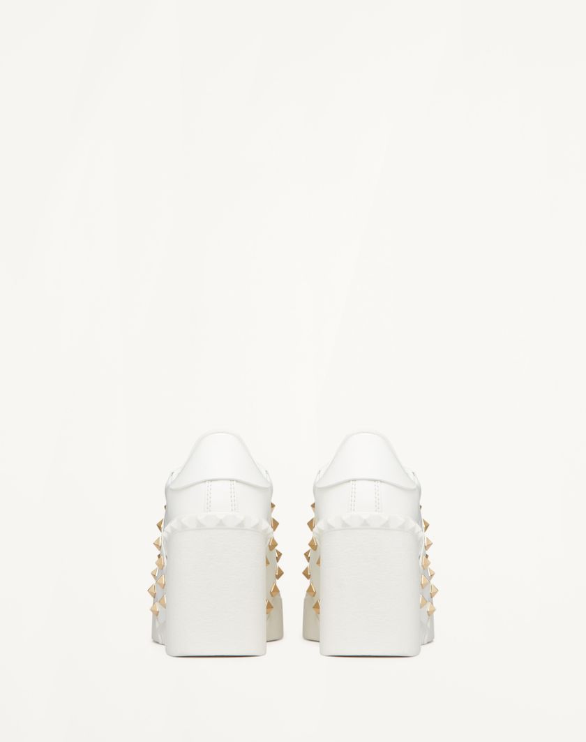 Valentino Handbags Sneaker Con Zeppa Open Disco In Vitello 85mm per Donna in Bianco | Valentino IT Economico