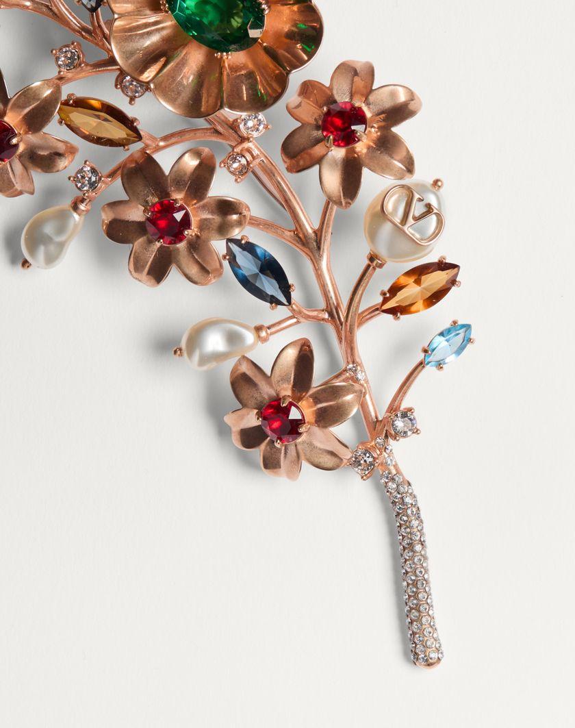 Valentino Handbags Spilla Papier Floral In Metallo Perla E Cristalli Swarovski® per Donna in Multicolor | Valentino IT Black Friday