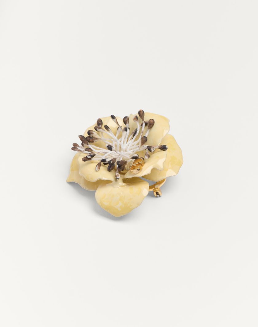 Valentino Handbags Spilla Valentino Garavani Fleur Lumineuse In Metallo Smalto E Tessuto per Uomo in Oro/avorio/multicolor | Valentino IT Offerta natalizia