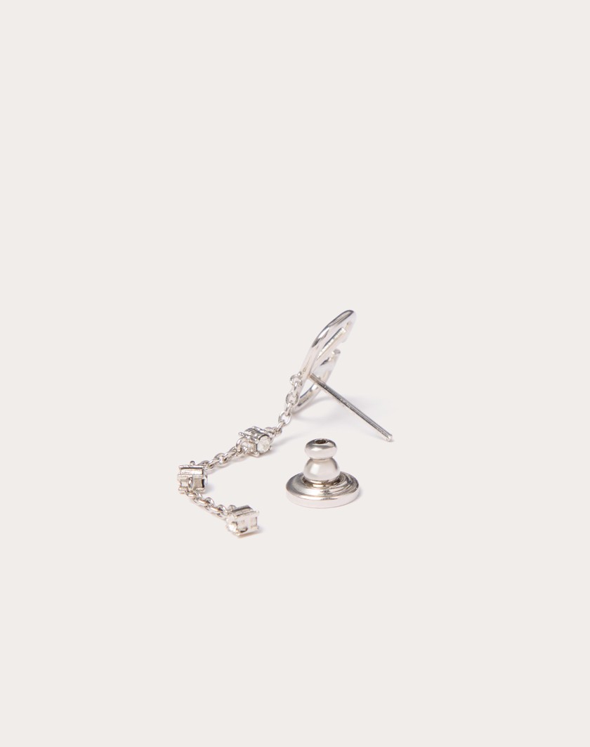 Valentino Handbags Orecchini Vlogo Signature In Metallo E Cristalli Swarovski® per Donna in Palladio/crystal | Valentino IT Bestseller