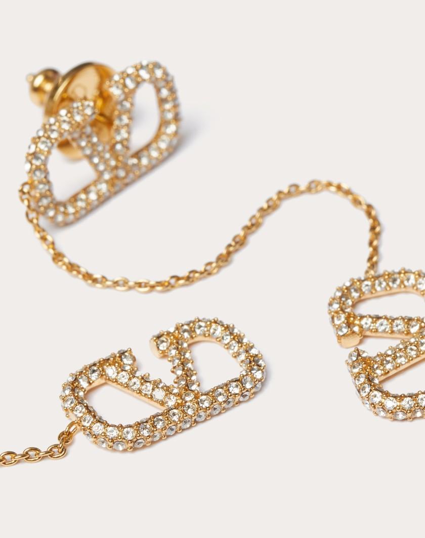 Valentino Handbags Orecchini Vlogo Signature In Metallo E Cristalli Swarovski® per Donna in Oro | Valentino IT Offerte stagionali