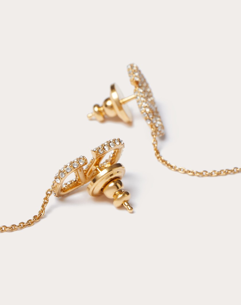 Valentino Handbags Orecchini Vlogo Signature In Metallo E Cristalli Swarovski® per Donna in Oro | Valentino IT Offerte stagionali