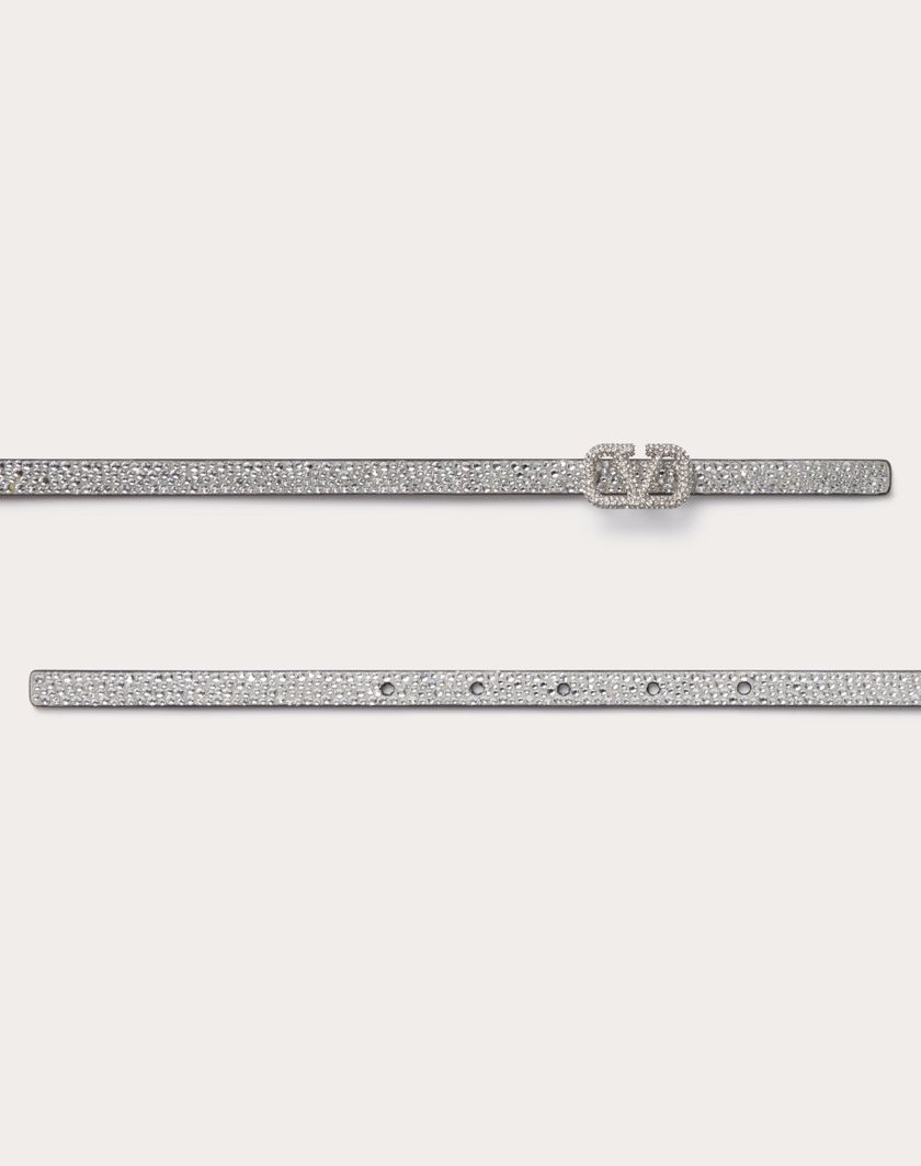 Valentino Handbags Cintura Vlogo Signature Con Cristalli 10 Mm per Donna in Crystal | Valentino IT Italy