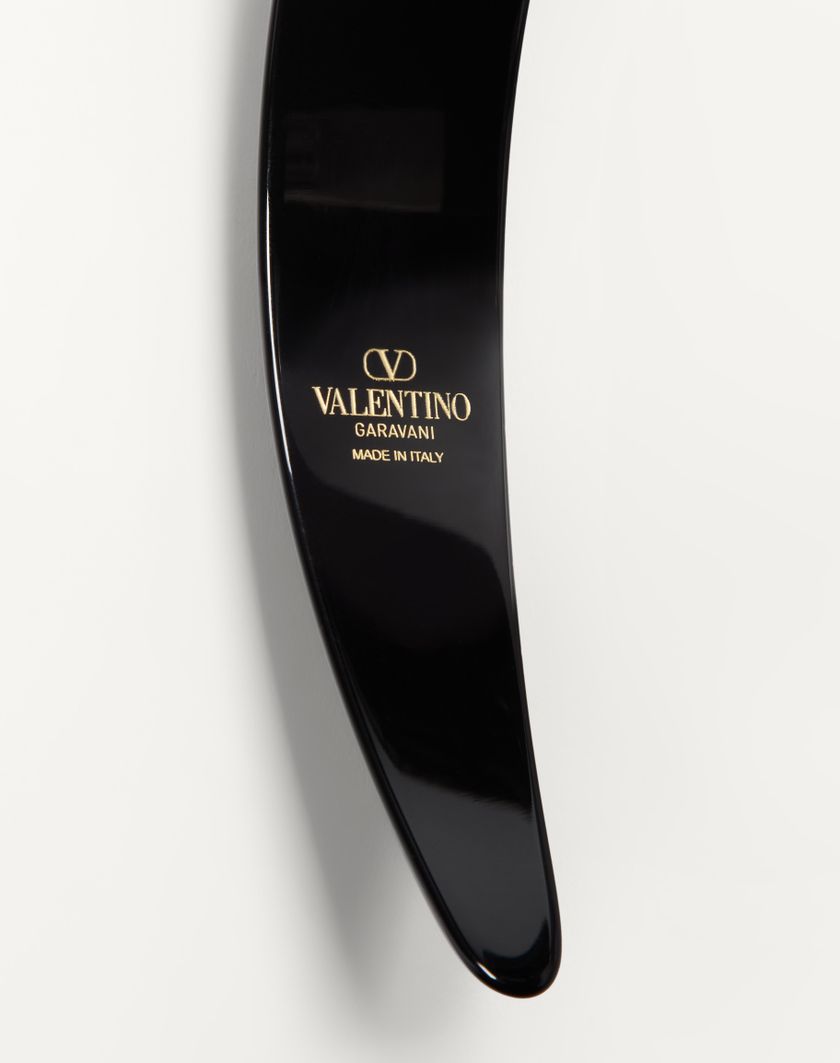 Valentino Handbags Cerchietto Vlogo Signature In Resina Metallo E Cristalli per Donna in Nero/oro/crystal | Valentino IT Negozi Online