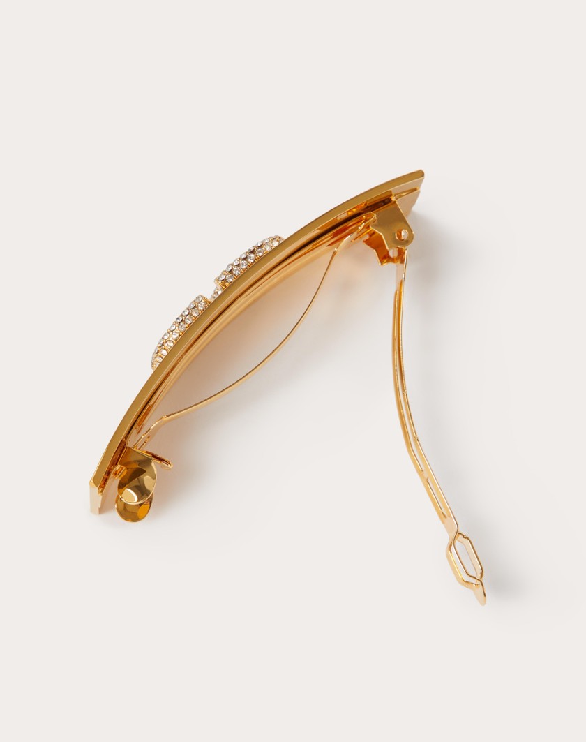 Valentino Handbags Fermaglio Per Capelli Vlogo Signature In Metallo E Cristalli Swarovski® per Donna in Oro | Valentino IT Acquista Ora