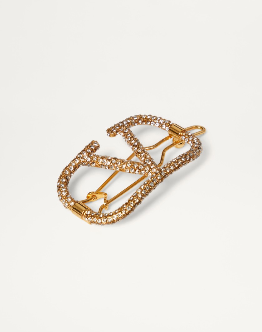 Valentino Handbags Fermaglio Per Capelli Vlogo Signature In Metallo E Cristalli Swarovski® per Donna in Oro | Valentino IT Fino Al -60%