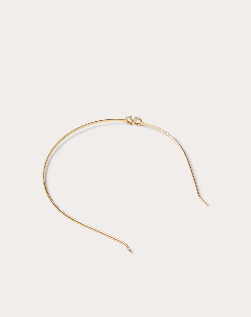 Valentino Handbags Cerchietto Vlogo Signature In Metallo E Cristalli Swarovski® per Donna in Oro | Valentino IT Prezzo Ridotto