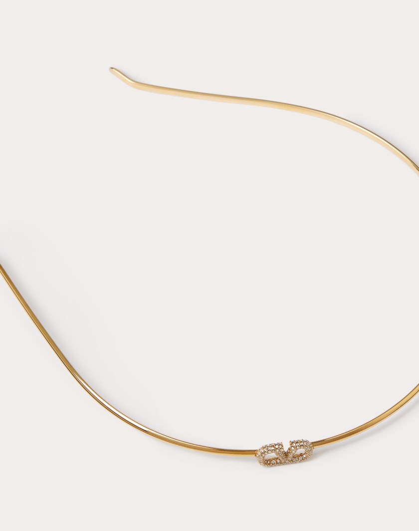 Valentino Handbags Cerchietto Vlogo Signature In Metallo E Cristalli Swarovski® per Donna in Oro | Valentino IT Prezzo Ridotto