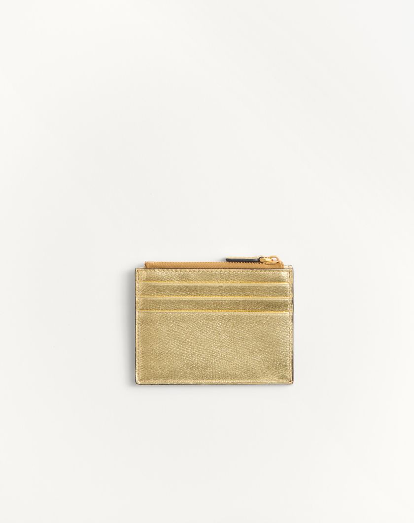 Valentino Handbags Portacarte Vlogo Signature In Vitello Granato Laminato per Donna in Antique Brass | Valentino IT Offerta