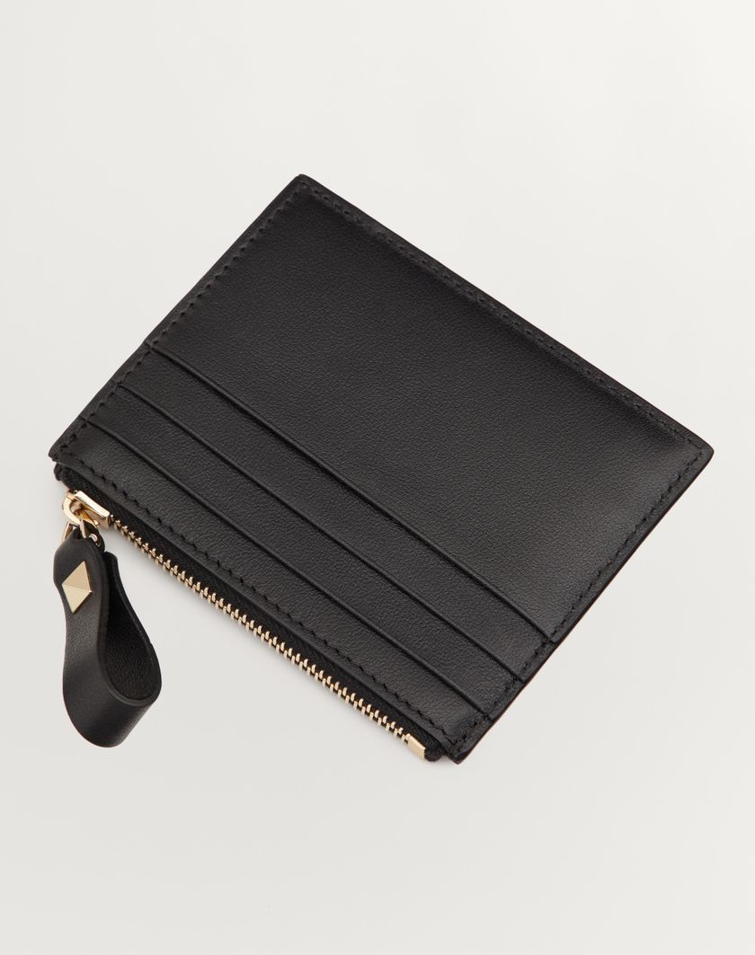 Valentino Handbags Portacarte Rockstud In Vitello Con Zip per Donna in Nero | Valentino IT Moda