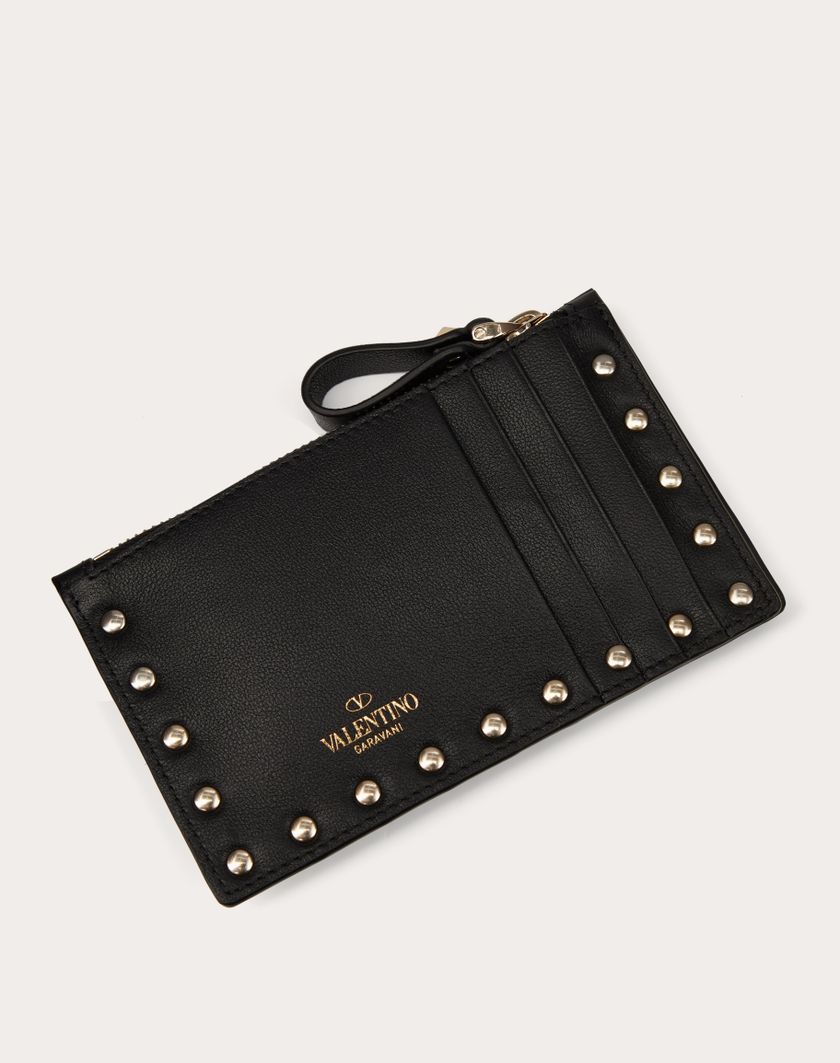 Valentino Handbags Portacarte Con Zip Rockstud In Vitello per Donna in Poudre | Valentino IT Black Friday