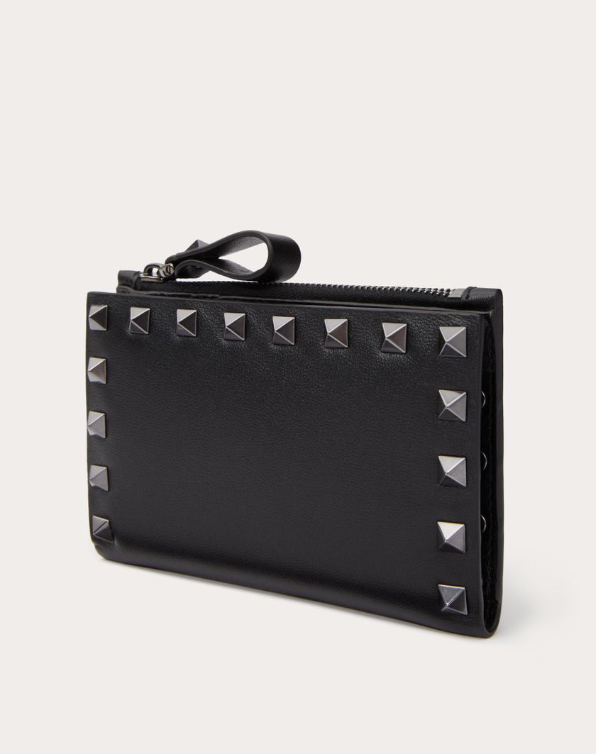 Valentino Handbags Portacarte Con Zip Rockstud In Vitello per Donna in Nero | Valentino IT Cyber Monday