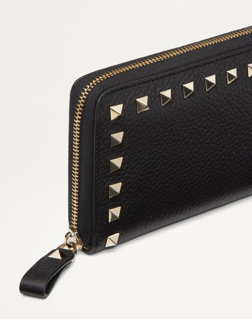 Valentino Handbags Portafoglio Con Zip Rockstud In Vitello Granato per Donna in Nero | Valentino IT Offerta Pasqua