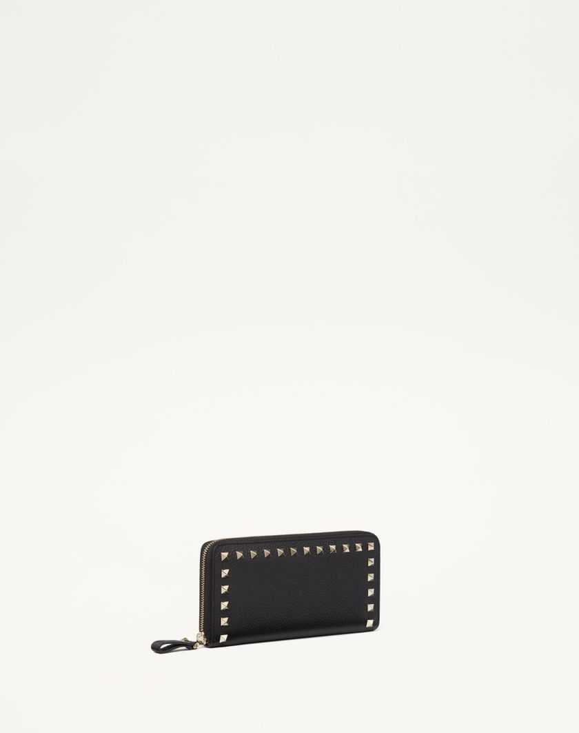 Valentino Handbags Portafoglio Con Zip Rockstud In Vitello Granato per Donna in Nero | Valentino IT Offerta Pasqua