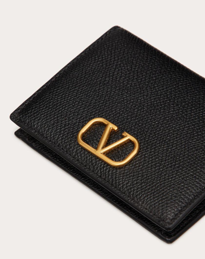 Valentino Handbags Portafoglio Compatto Vlogo Signature In Vitello Granato per Donna in Nero | Valentino IT Offerta Anniversario