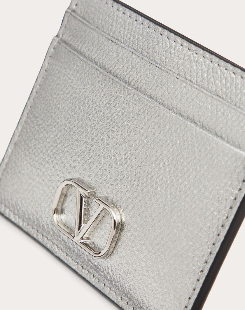 Valentino Handbags Portacarte Vlogo Signature In Vitello Granato Metallizzato per Donna in Argento | Valentino IT Online Outlet