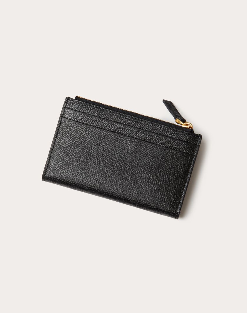 Valentino Handbags Portacarte Vlogo Signature In Vitello Granato Con Zip per Donna in Nero | Valentino IT Offerta temporanea