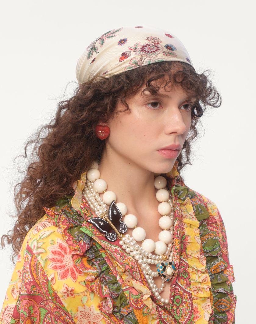 Valentino Handbags Foulard Papier Floral In Seta per Donna in Avorio/marrone | Valentino IT Offerte giornaliere