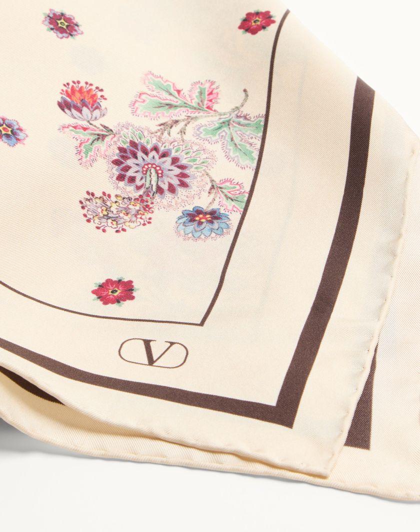Valentino Handbags Foulard Papier Floral In Seta per Donna in Avorio/marrone | Valentino IT Offerte giornaliere