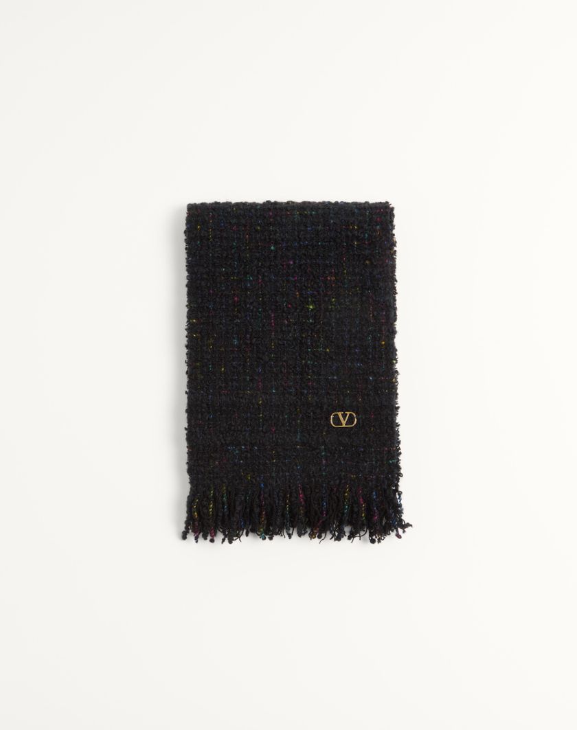 Valentino Handbags Sciarpa Vlogo Signature In Lana E Cachemire per Donna in Avorio/oro | Valentino IT Offerte speciali