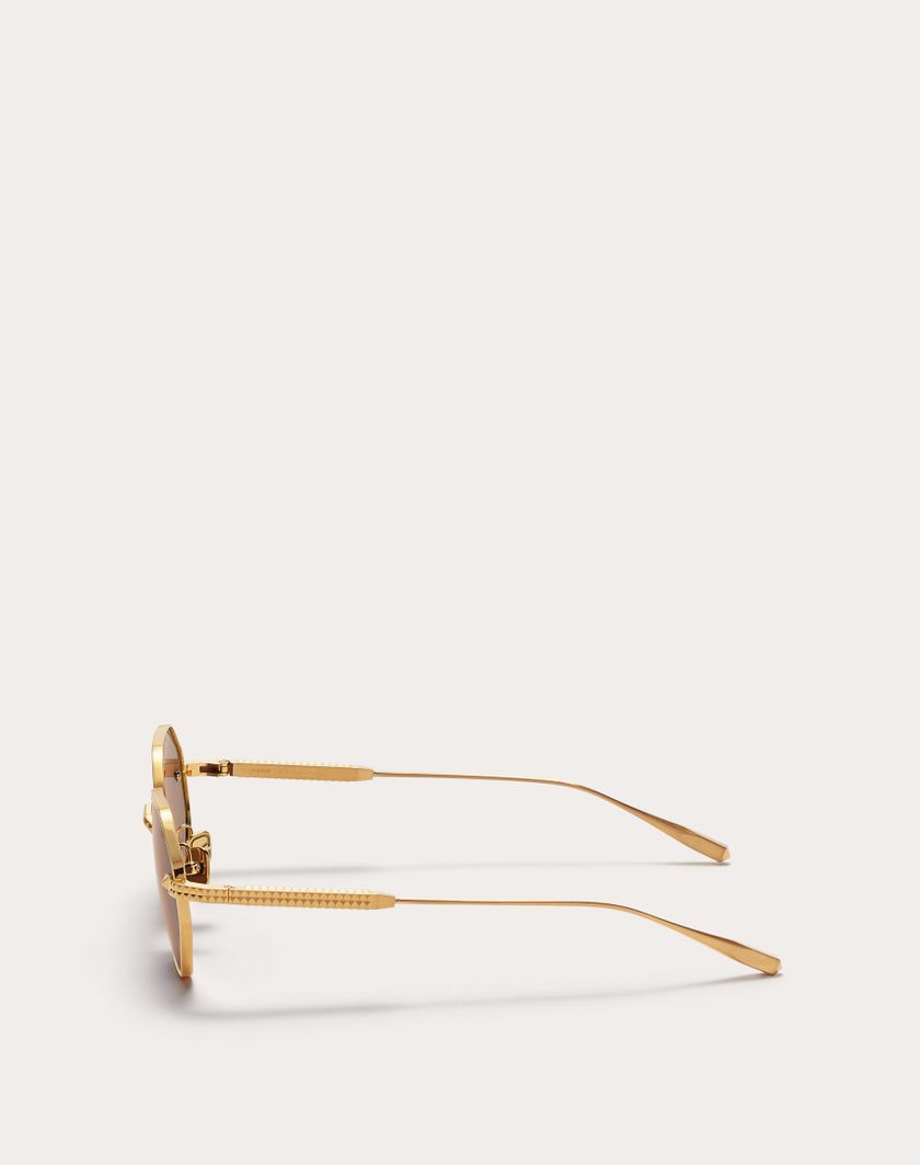 Valentino Handbags V-stud Occhiale Esagonale In Titanio in Marrone | Valentino IT Sconti VIP