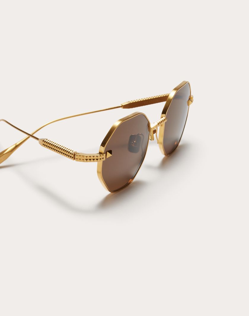 Valentino Handbags V-stud Occhiale Esagonale In Titanio in Marrone | Valentino IT Sconti VIP