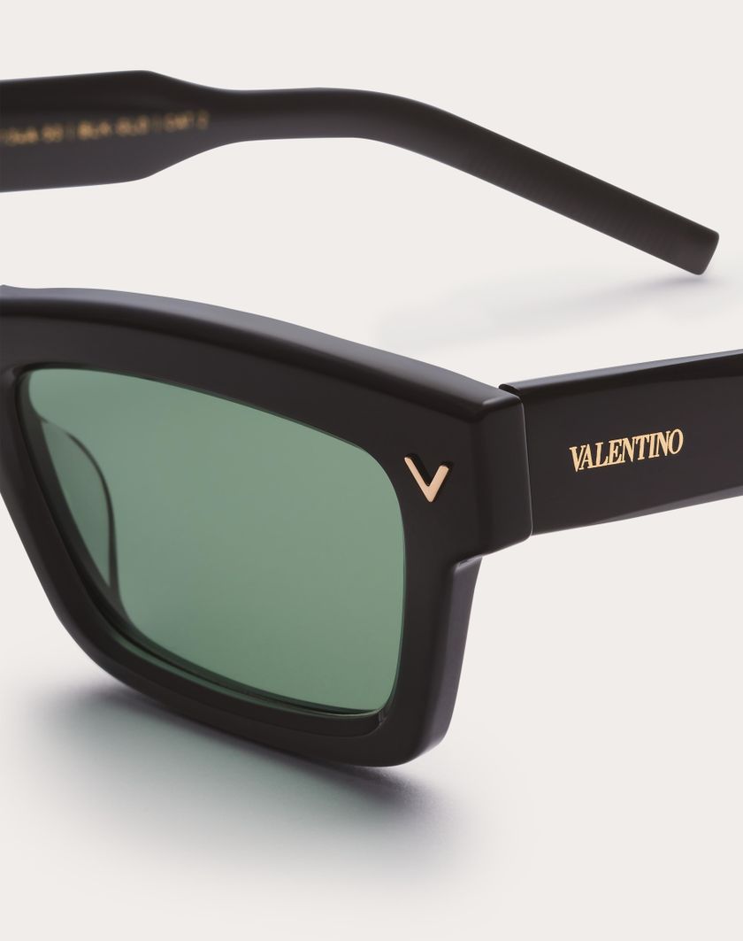 Valentino Handbags V-sharp Occhiale Rettangolare In Acetato in Verde Scuro | Valentino IT Rilascio limitato