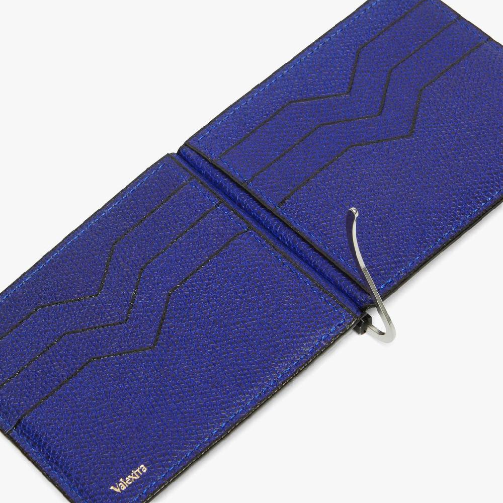 Valextra Portafoglio con fermasoldi in Pelle Blu | Valextra Shopping Online