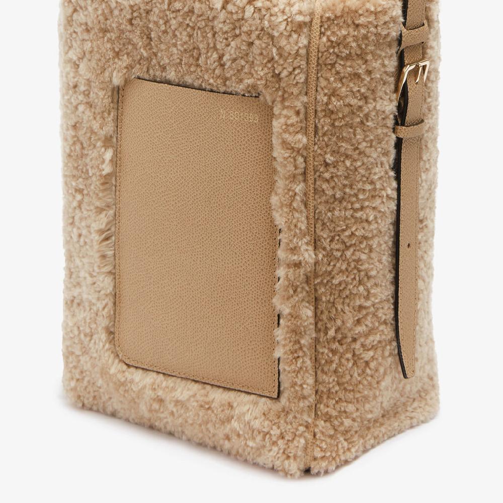 Valextra Borsa a secchiello da Donna Mini Shearling Beige | Valextra Soft Sconto