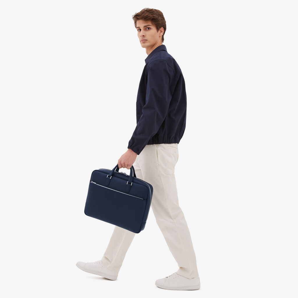 Valextra Borsa business Media in Pelle Blu | Valextra Avietta Outlet