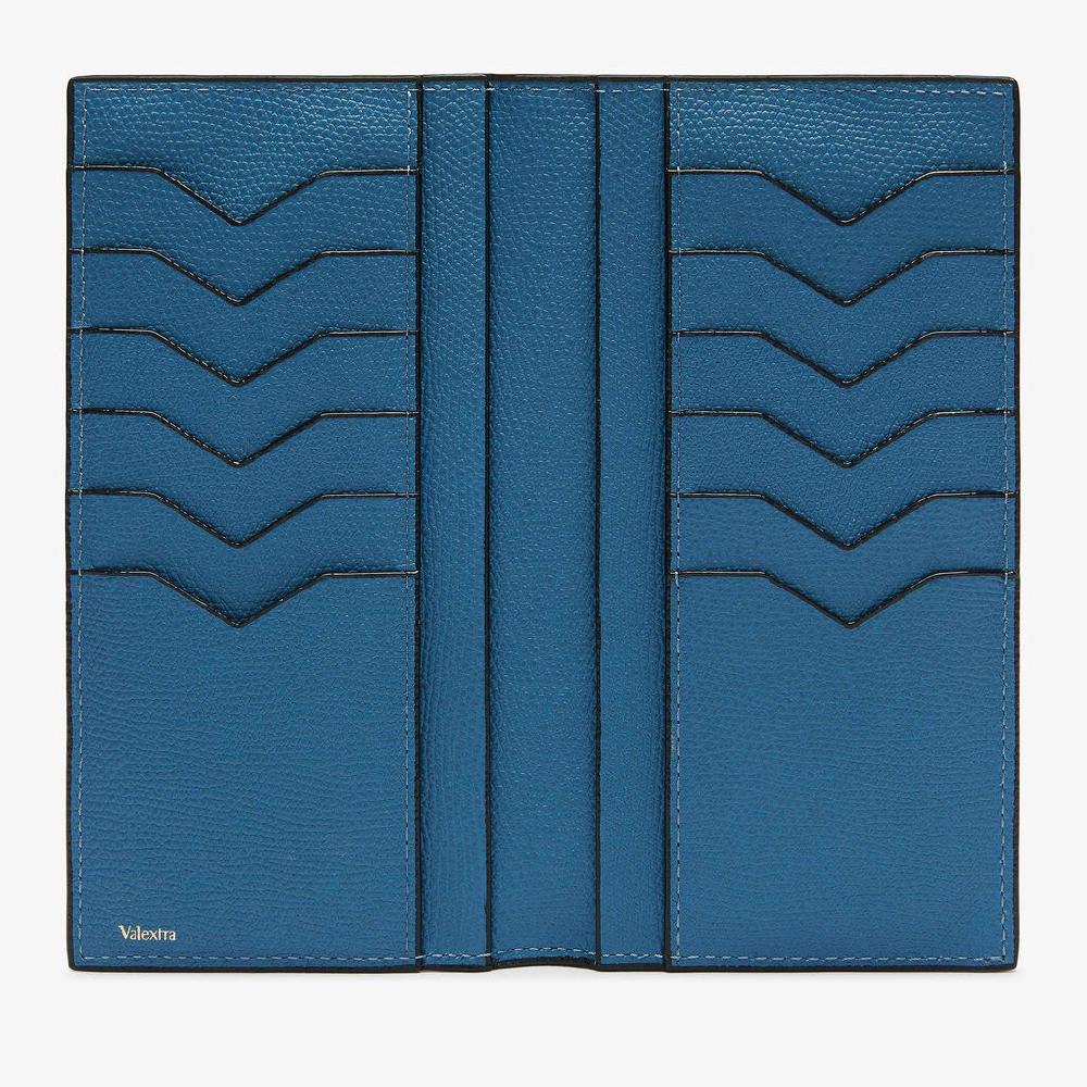 Valextra Portafoglio verticale bifold in Pelle Blu Cobalto | Valextra Prezzo basso